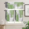 thumbnail image 2 of Sage Green Kitchen Curtains and Valances Set, Gray Graffiti Color Blocks Abstract Art Geometric Rod Pocket Window Valance Window Curtain Panels for Living Room Bedroom Laundry, 27.5x24in, 3 Pieces, 2 of 7
