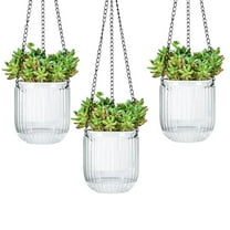 Hanging Planters 4.5in, Hanging Flower Pots Baskets for Indoor and Outdoor, Self Watering Plant Pots with 3 Hooks Drainage Holes(Clear, 3Pcs)