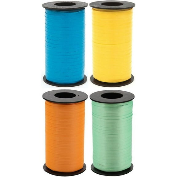 [BUNDLE - TROPICAL] - Berwick Splendorette Crimped Curling Ribbon - Caribbean Blue 1-32, Sunshine 1-14, Tropical Orange 1-11, Mint 1-06