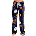 thumbnail image 2 of Satingcolo Pajama Bottoms for Women Halloween Pjs Pants Drawstring Wide Leg Lounge Pants Halloween Printed Sleepwear Trousers S-3XL, 2 of 5