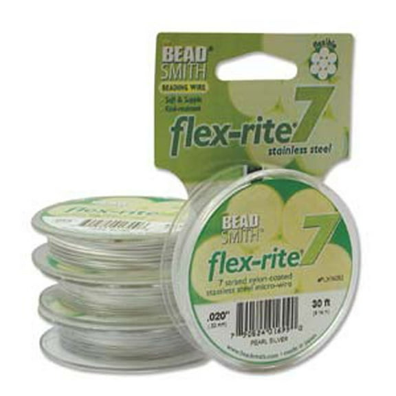 Pearl Silver Flex Rite Beading Wire .020" 30' 7 strand 26.9lb Break