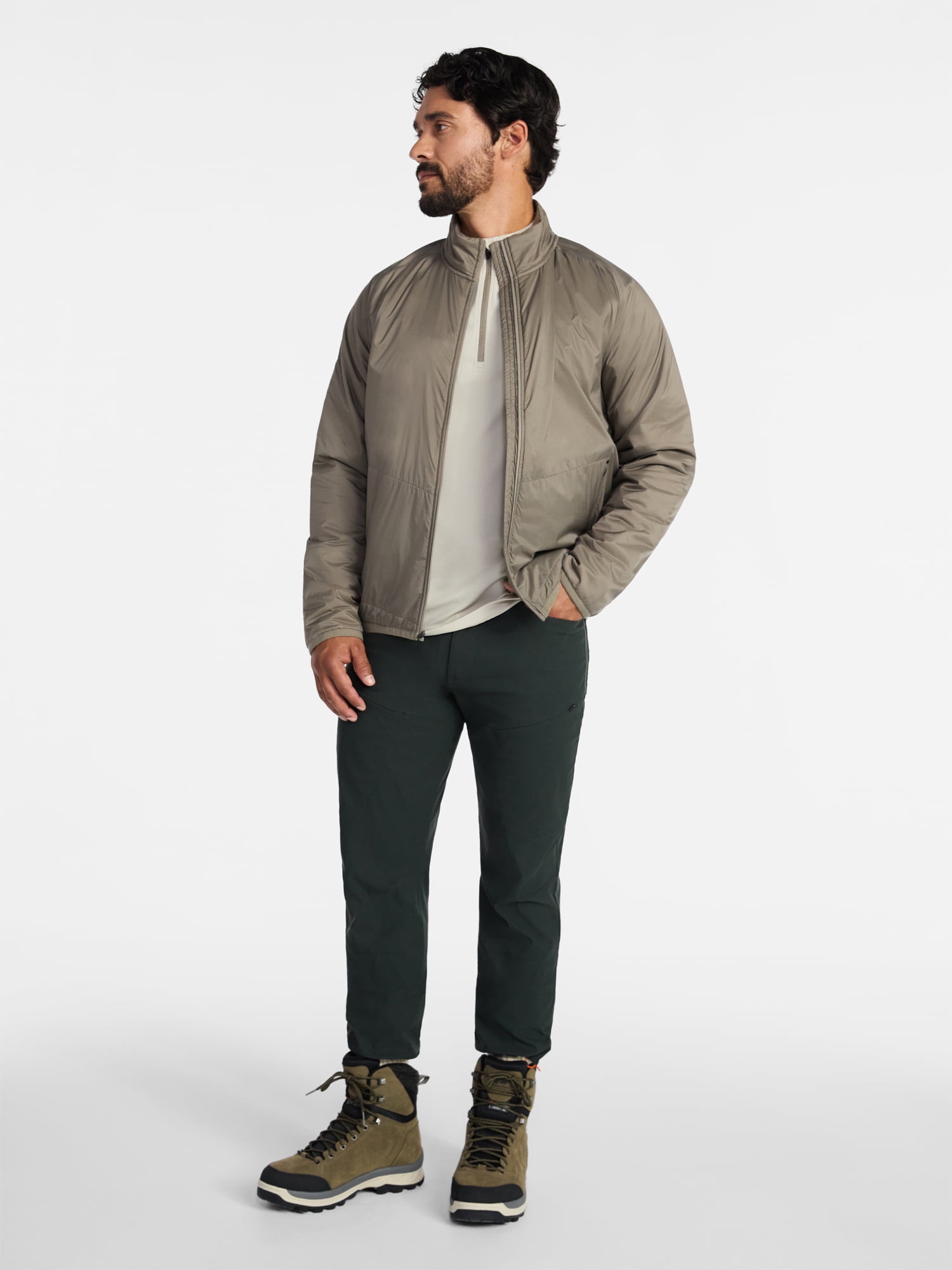 Ozark Trail Men's and Big Men's Light Insulated Nylon Zip Jacket, Sizes S-3XL
