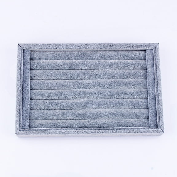 Yosoo Tray Case Velvet Display Box Storage Case Holder Organizer for Ring Earrings Cufflinks,Grey