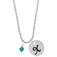thumbnail image 1 of Delight Jewelry December - Teal Crystal Bicone Silvertone Script Initial Disc - X - Charm Necklace, 20"+3", 1 of 1