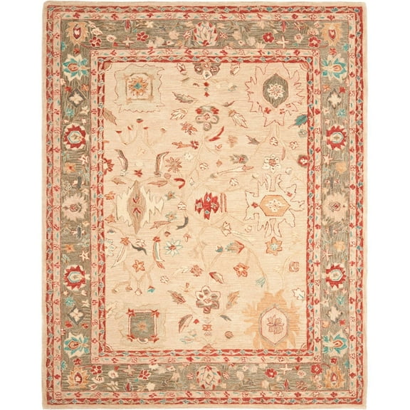 SAFAVIEH Anatolia Veronica Floral Area Rug, Beige/Green, 6' x 9'