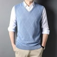 thumbnail image 2 of Mens Fashion Casual Jacquard V Neck Bottomed Plaid Shirt Sleeveless Sweater Vest, 2 of 4