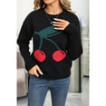 thumbnail image 4 of Womens Cute Chunky Knit Sweaters Trendy 3D Cherry Print Fall Winter Warm Crew Neck Knitted Pullover Tops Black M, 4 of 10