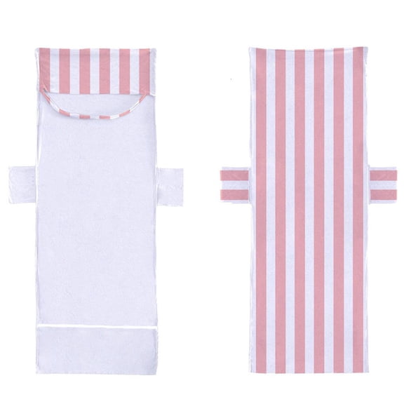 HILOGEL Multicolor Stripe Print Chaise Lounge Chair Cover Microfiber Beach Bath Towel with Side Pockets for Patio for Sun Lounge