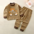 thumbnail image 4 of Zwiiyzr 3M-5Y Toddler Baby Kids Winter Fall Pajama Set Boys Girls Solid Color Bear Print Long Sleeve 2 Piece Outfits Sleepwear Baby Clothes Suit Coffee, 4 of 4