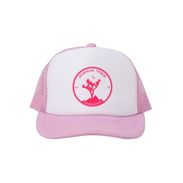 Joshua Tree Adjustable Mesh Trucker Hat - Neon Pink - Pink/White
