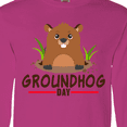 thumbnail image 4 of Inktastic Groundhog Day with Cute Groundhog Illustration Long Sleeve T-Shirt, 4 of 5