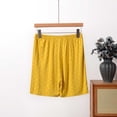 thumbnail image 5 of Shrysg Women's Plus Size Casual Pajama Shorts Summer Wide Leg Elastic Waist with Pockets Black Polka Dot Relaxed Fit Homewear Yellow, 5 of 9