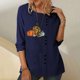 thumbnail image 2 of Blusa de manga larga con estampado de cuello redondo informal para mujer a la moda, Tops con botones de otoño Fridja  bvmnju504, 2 of 8