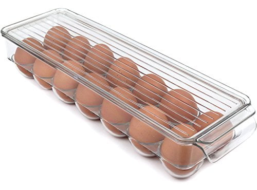 Clear Stores 14 Eggs Greenco Stackable Refrigerator Egg Storage Bin with Lid 
