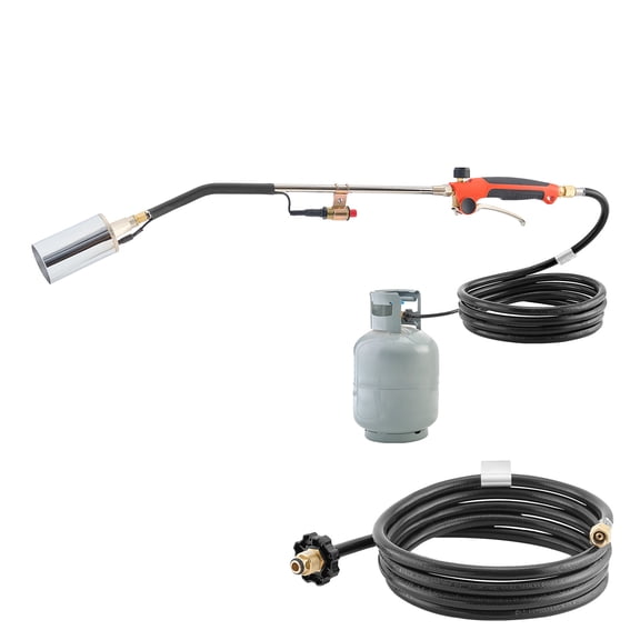 KFFKFF Propane Torch Weed Burner, 2,400,000 BTU Output with 10 ft Hose, Durable Blow Torch with Adjustable Flame, Turbo Trigger, Auto Igniter, for Clearing Weeds, Melting Snow Ice