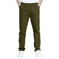 thumbnail image 2 of Boys Slim Fit Stretch Jean School Uniform Pants Kids Elastic Waist Pull on Twill Pants with Pockets, 2 of 7