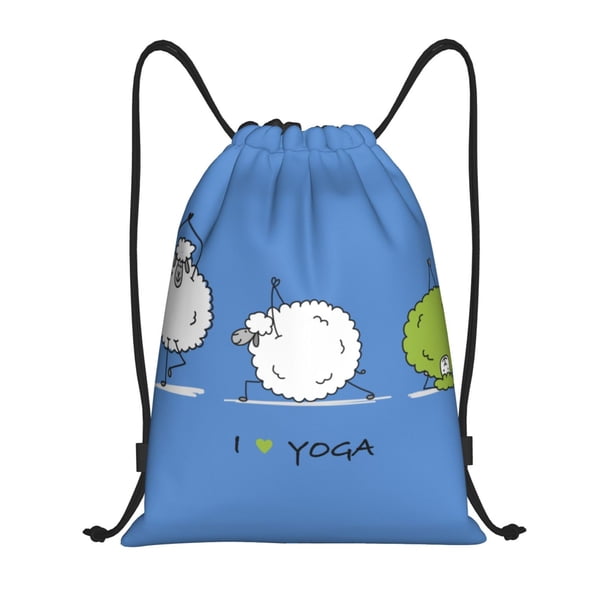 Fotbe Funny Sheep Doing Yoga Bolsa Mochila con Cordón Estampada, Bolsa de Gimnasio Deportiva, Bolsa Cinch, Bolsa con Cordón para Hombres y Mujeres-Small
