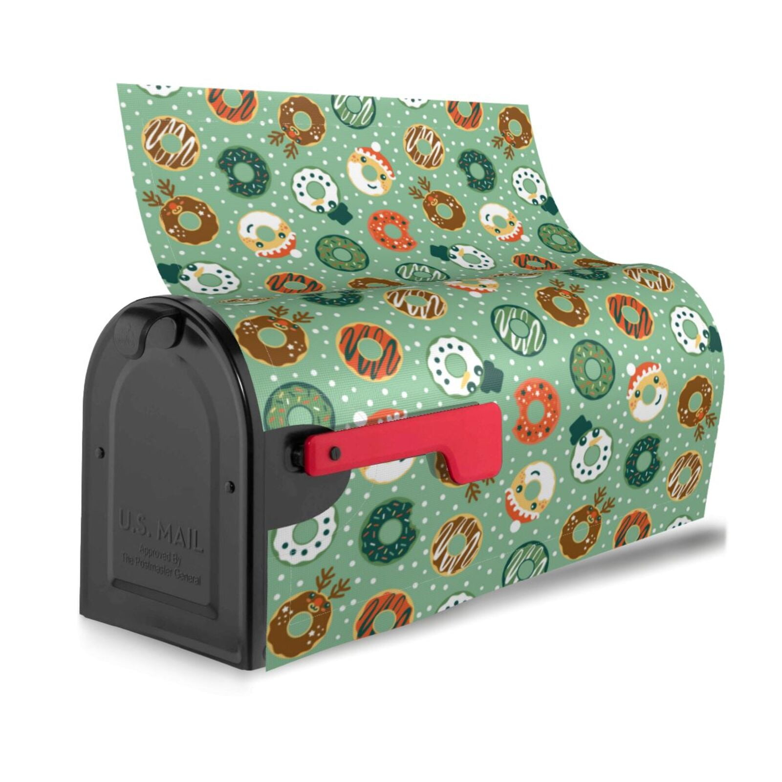 Xecao Christmas Donuts for Mailbox Cover with Magnetic Strips, Waterproof and Sunscreen, Adds a Decorative Touch to Your Garden Yard.