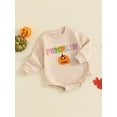 thumbnail image 3 of Musuos Baby Girls Casual Romper 3 6 12 18 Months Long Sleeve Crewneck Letter Pumpkin Embroidery Halloween Clothes Tops, 3 of 9