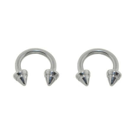 Pair Of Steel Circular Barbell W Cones Horseshoe Earrings 16 8g Pair Of Steel Circular Barbell W Cones Horseshoe Earrings 16 8g