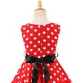 thumbnail image 5 of Girls Summer Dress Polka Dot Vintage Sleeveless Flared A-line Swing Dress Kids Children Birthday Picnic Party Wedding Dress 4-12 Years Red 4-5 Years, 5 of 6