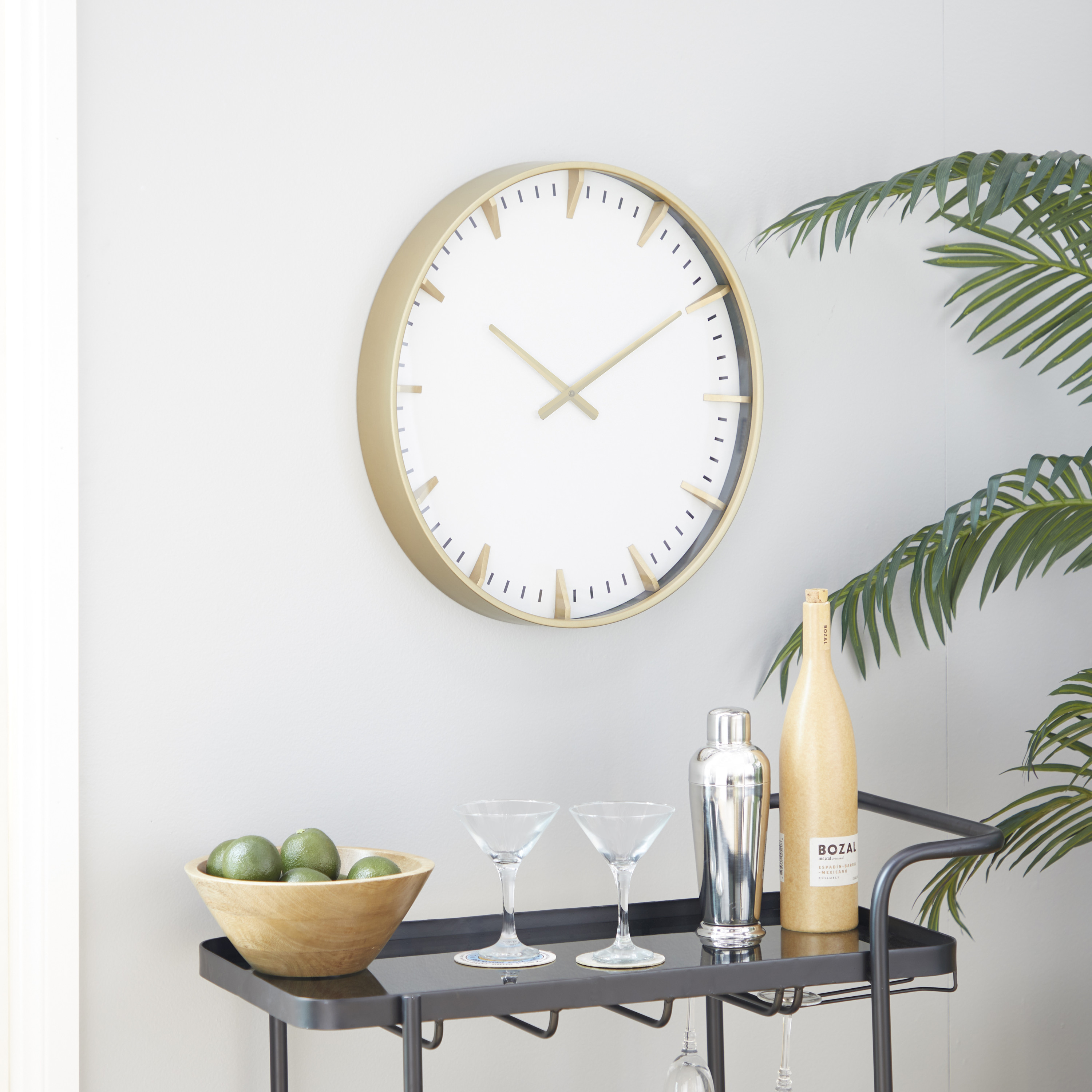 Cosmoliving by Cosmopolitan 20" Gold Glass Wall Clock with Gold Accents