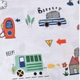 thumbnail image 3 of J-pinno Cars Bus Traffic Transport Boys Full 100% Cotton 4 Pcs Sheet Set Bedroom Decoration Gift Flat Sheet + Fitted Sheet + Pillowcase Bedding Set, 3 of 4
