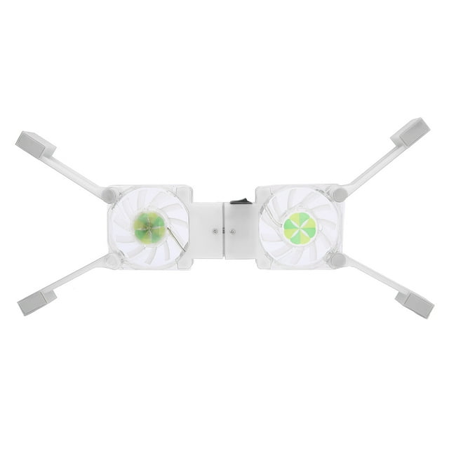 DRS03 Almohadilla de enfriamiento plegable para computadora portátil Ventiladores dobles Enfriador de computadora portátil con luz azul LED (Blanco)