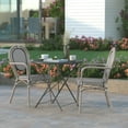 thumbnail image 3 of Emma + Oliver Set of Two Indoor/Outdoor Stacking Thonet Bistro Style Chairs with Arms, Black & White Textilene Seat and LT NAT Bamboo Metal Frame, 3 of 16