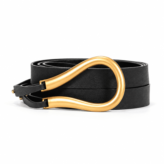 BABOMAREON Women PU Leather Tie Belt Buckle Double Strap Skinny Belts