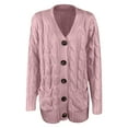 thumbnail image 6 of Cable Knitted Sweater Cardigans for Women Cozy Warm Open Front Button Down Jacket Outerwear with Pockets (XL, Pink), 6 of 7
