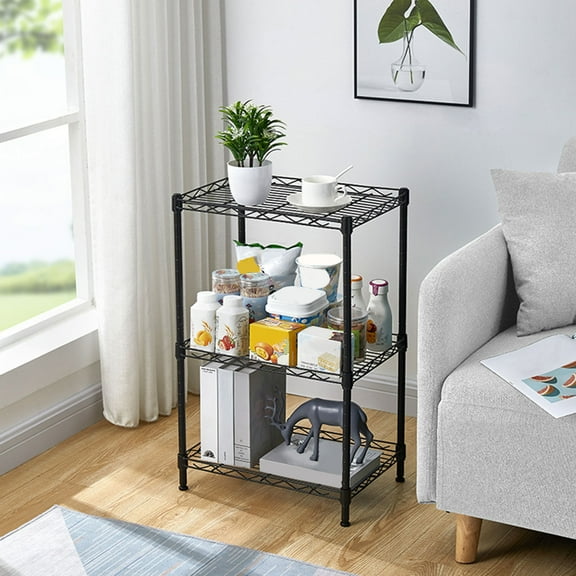 Nanly 3-Tier Storage Shelving Unit, Adjustable Metal Wire Rack Kitchen Bathroom Detachable Storage Rack Organizer for Kitchen, Closet, Pantry, Garage