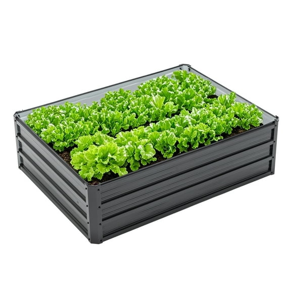 4x3x1ft Galvanized Raised Garden Bed - Deep Root Metal Planter Box for Vegetables, Flowers & Herbs - Outdoor Patio Kit