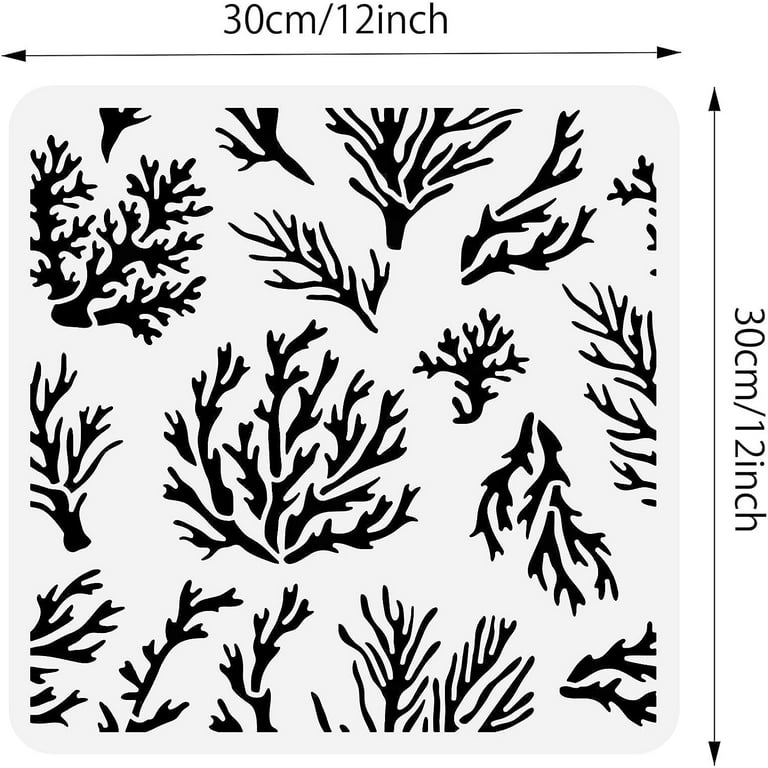 Coral Stencil 12x12 coral-stencil-12x12-reusable-plastic-stencils-marine-plant-pattern-painting-template-for-journaling-room-decor-diy-craft-project-walmart-com