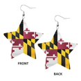 thumbnail image 2 of Leather Star Hook Earrings Flag Of Maryland Print Earring Dangle Drop Earring For Women, 2 of 6
