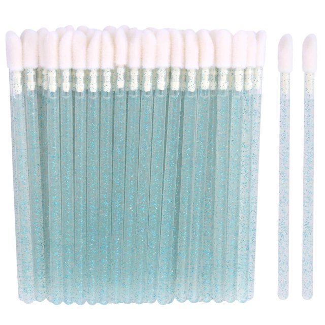 100 Disposable Lip Brushes, Lipstick Applicator, Lip Gloss Wands Light Blue