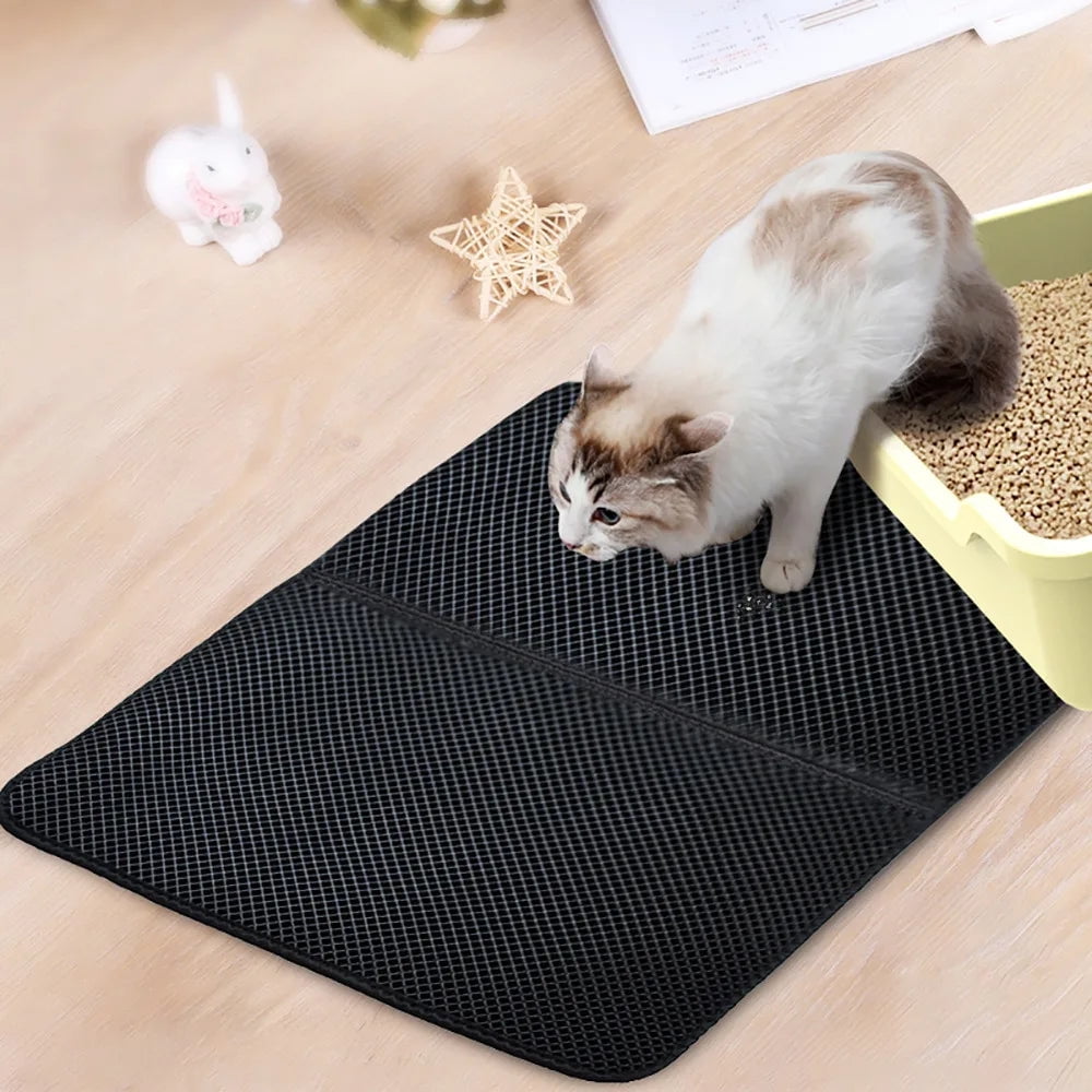 Waterproof Pet Cat Litter Mat Double Layer Pet Litter Box Mat Non