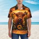 thumbnail image 2 of Balery Vintage Sunflower Cow B Camisas hawaianas de manga corta para hombre, camisas playeras de corte holgado, camisas de vacaciones con botones,3X-Large, 2 of 7