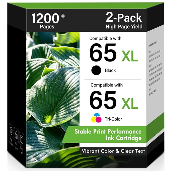 65XL Ink Cartridge Compatible for HP 65XL Ink Cartridge Combo Pack for DeskJet 3755 3772 Envy 5055 5052 Printer（Black, Tri-color）