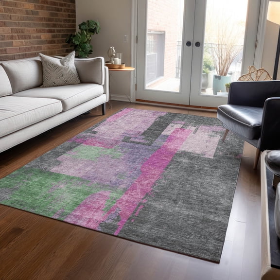 Addison Rugs Chantille Indoor/Outdoor Transitional Blocks Blush Machine Washable Rectangle Rug, 10' x 14'