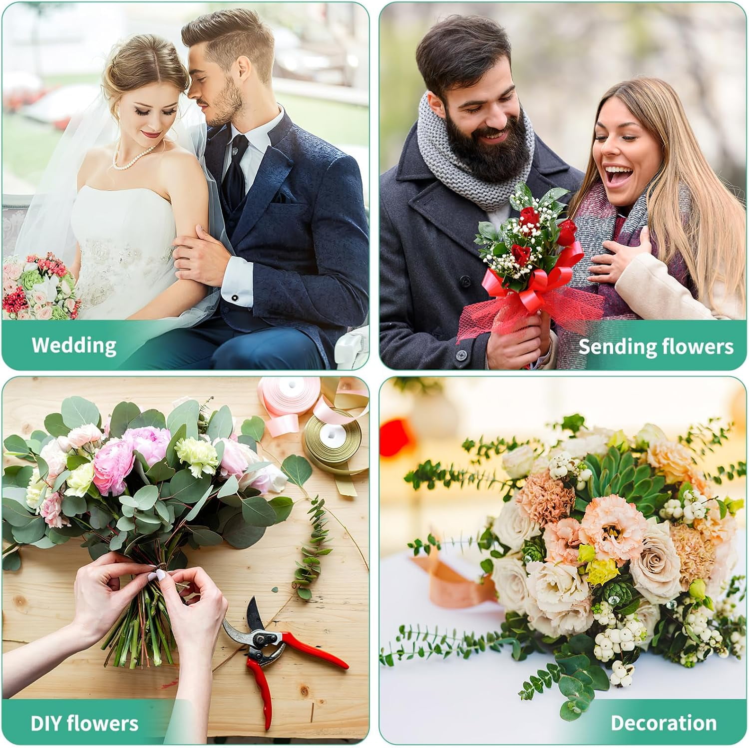 ABPETE Bridal Bouquet Holder Floral Foam Handle for Wedding Flower Arrangement Durable Plastic Support for DIY Bouquets and Floral Decorations(2pcs,18.5X10CM)