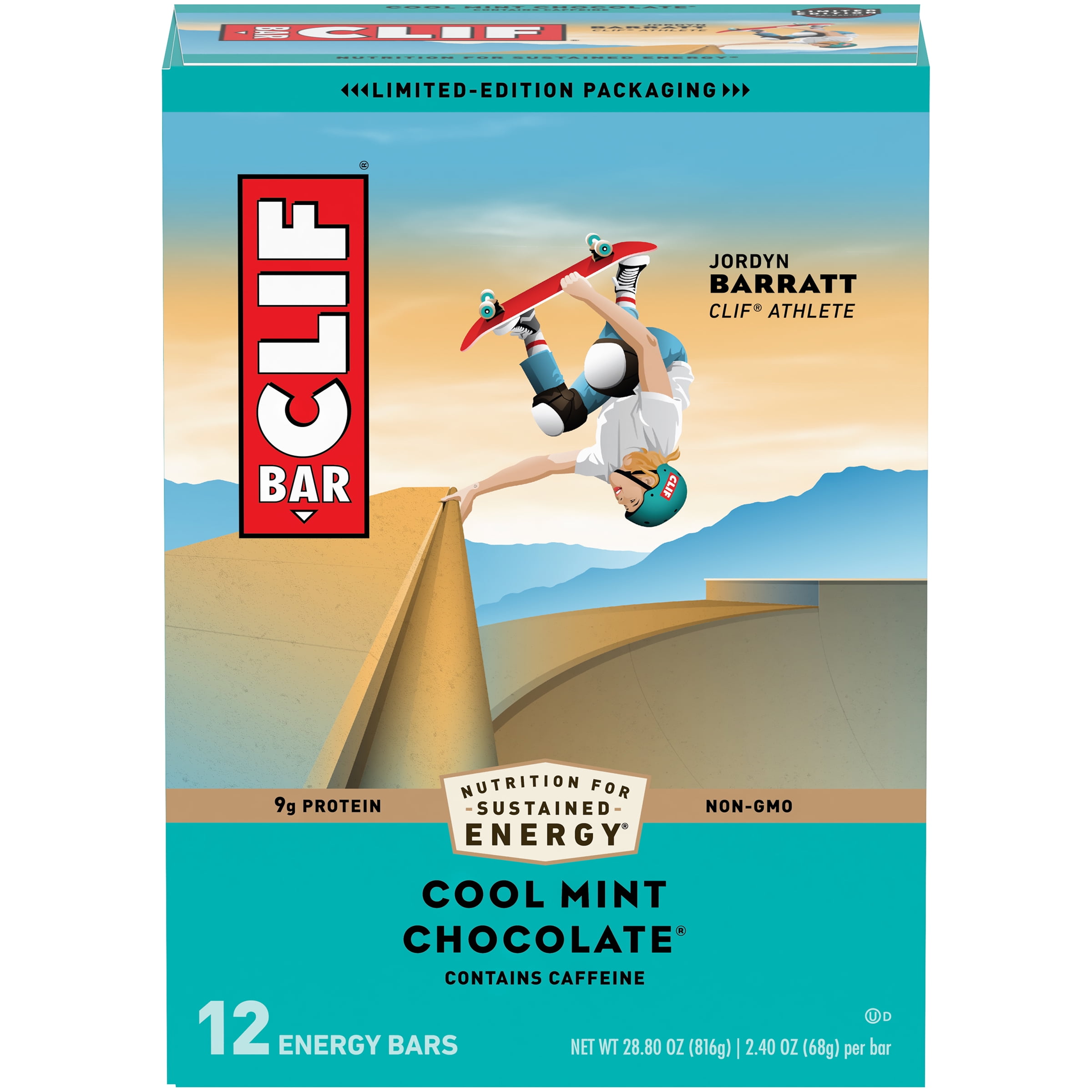 CLIF BAR® Energy Bars, Cool Mint Chocolate, 9g Protein Bar, 12 Ct, 2.4