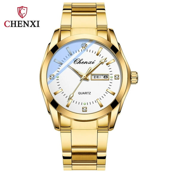 Chenxi Watches Sets Golden Stainless Steel Strap Dress Watch For Men Waterproof Luxury Couple Watches Pair Men And Women