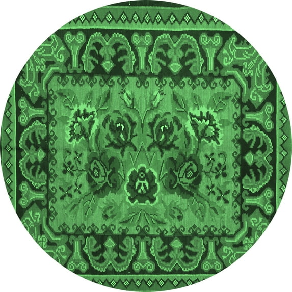 Ahgly Company Indoor Round Persian Emerald Green Traditional Area Rugs, 3' Round