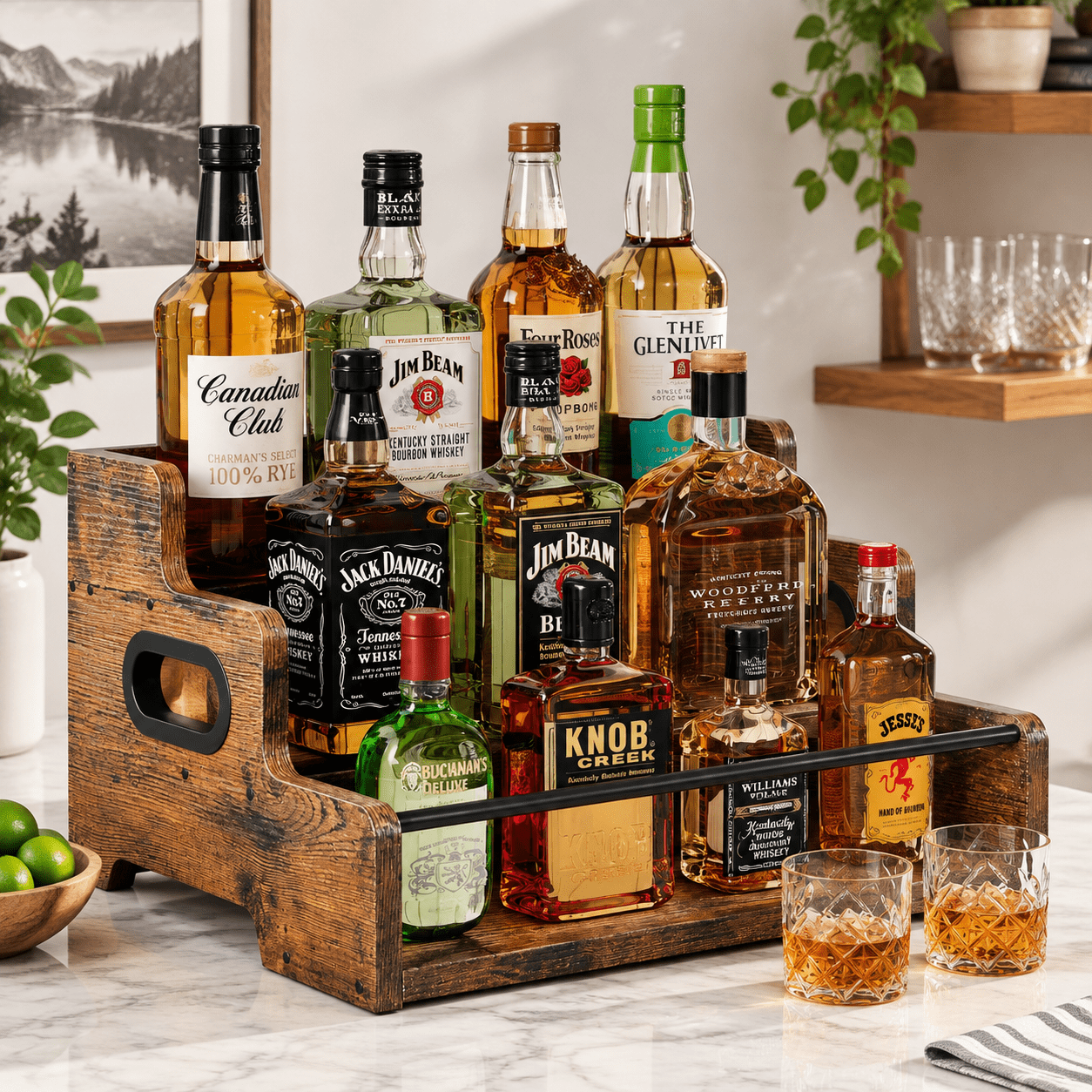 Brown 3-tier Engineered Wood Wine Rack Countertop Bottle Display Organizer
