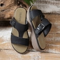 thumbnail image 6 of Womens Orthopedic Walking Sandals Platform Slides Casual Breathable Leather Comfy Cushioned Footbed Walking Shoes Black Size 7, 6 of 7