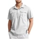 thumbnail image 1 of Camisa de Manga Corta de los Hombres con Botón de Color Sólido Blusa de Cuello con Bolsillo, Top de Poliéster Casual para Toda la Temporada de Uso Diario Y Casual, 1 of 5