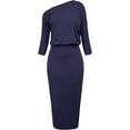 thumbnail image 5 of Betsy & Adam Womens Asymmetrical Neck One Shoulder Dress, Blue, 2, 5 of 6