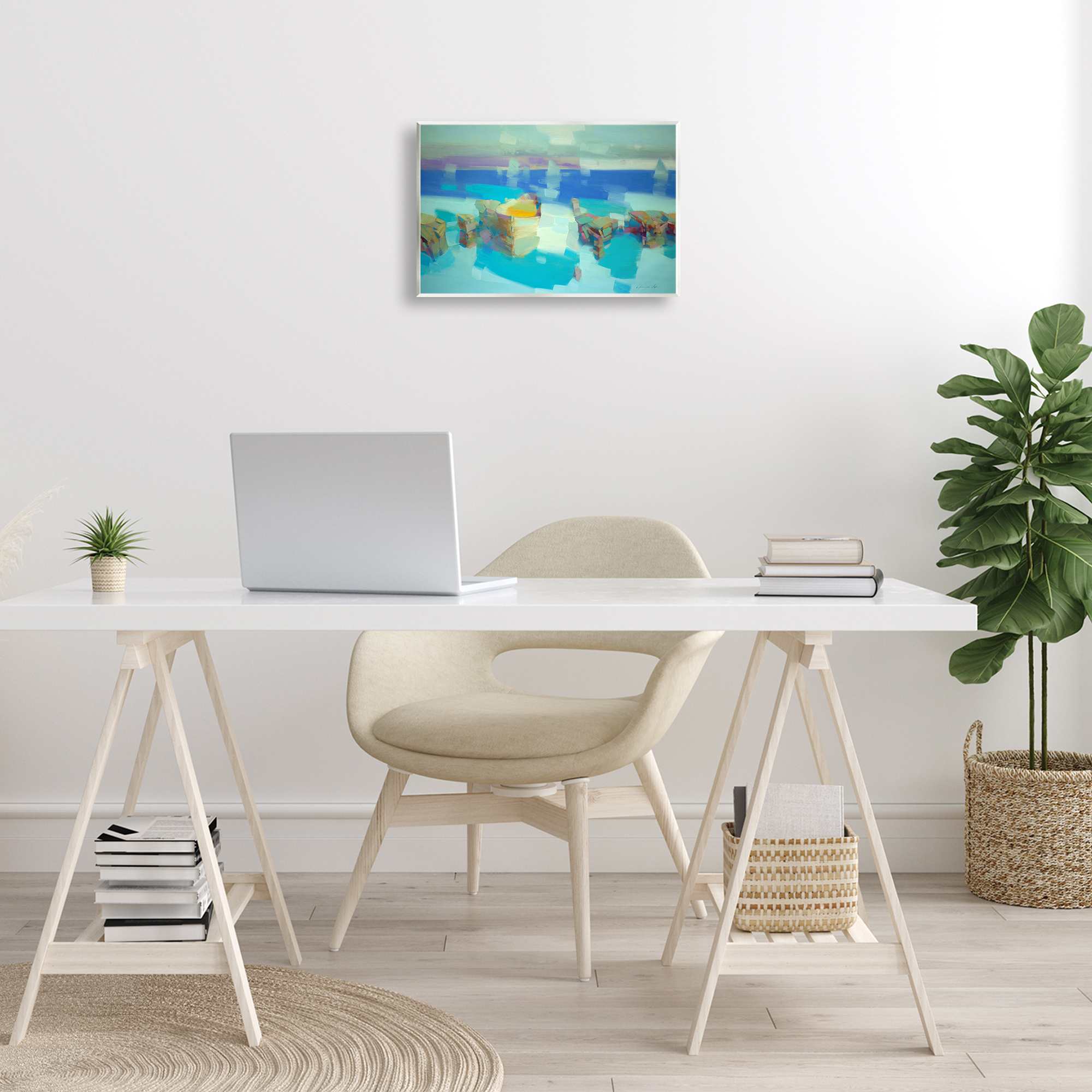 Stupell Industries Abstract Nautical Cliffs Abstract Painting Unframed Art Print Wall Art, 15 x 10