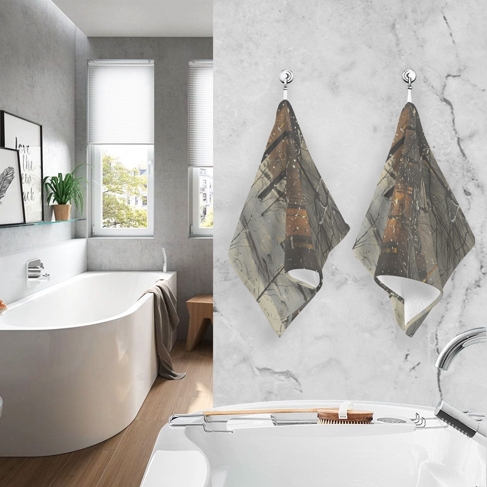 Street Light Trees Hand Towels Cotton Bath Towels Large Face Towels Absorbent for Bathroom 2 Packs